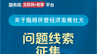 美女干屄免费国务院“互联网+督查”平台公开征集阻碍民营经济发展壮大问题线索